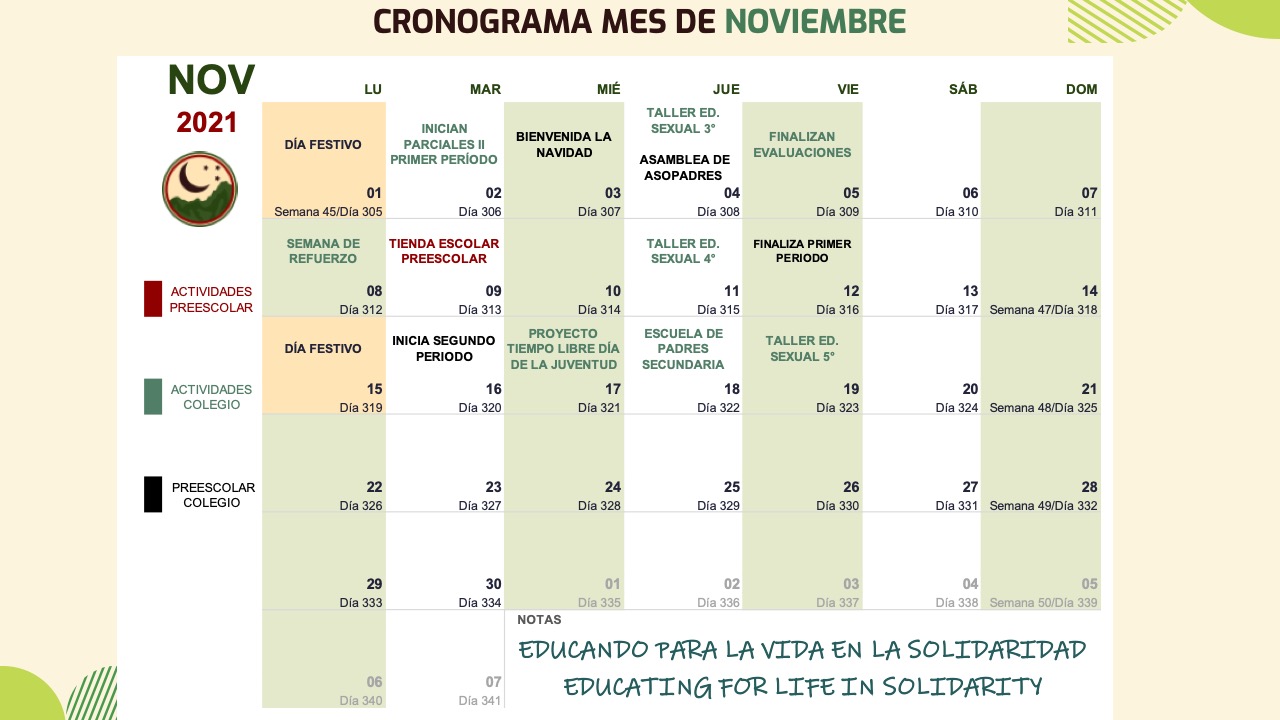 CRONOGRAMA MES DE NOVIEMBRE